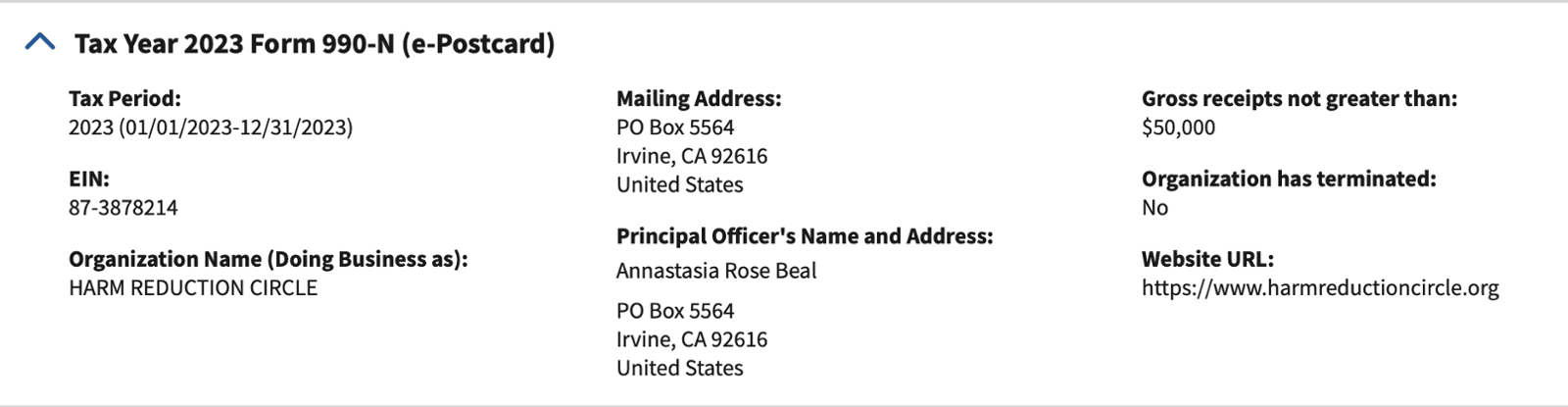 Tax Year 2024 Form 990-N (e-Postcard)